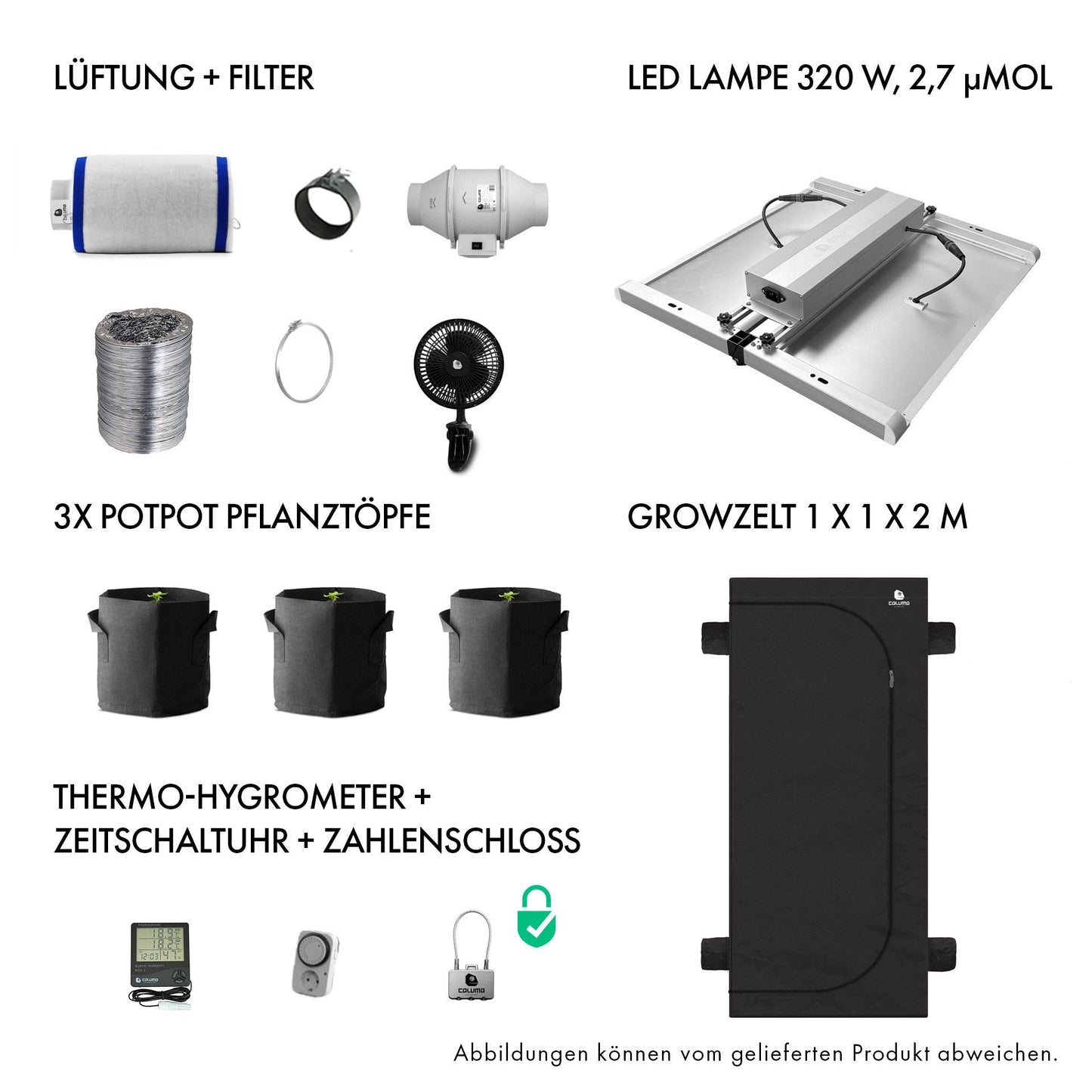 Caluma Set - 3 Plants Plus (100 x 100 cm, 320 W)